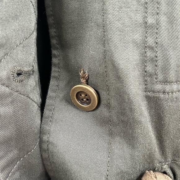 Theory Womens Utility Jacket Ruched Waist Collared Cargo Pockets Olive Green M - Picture 6 of 10